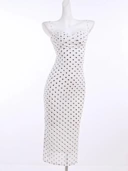 Kliou Polka Dot Print Sling Dress Woman Summer Trend Low-Neck Backless High Waist Robe Daily Casual Simple Elegant Long Bodycon
