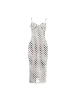 Kliou Polka Dot Print Sling Dress Woman Summer Trend Low-Neck Backless High Waist Robe Daily Casual Simple Elegant Long Bodycon