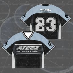 2026 Summer Men's Women's Short Sleeve Casual V-Neck T-Shirt Tops Tee ATEEZ Mini Album G-Golden Hour Part 4 Mesh Jersey