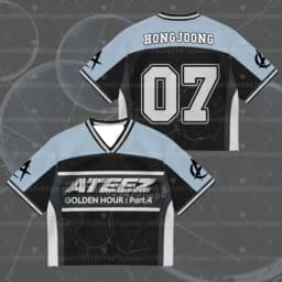 2026 Summer Men's Women's Short Sleeve Casual V-Neck T-Shirt Tops Tee ATEEZ Mini Album G-Golden Hour Part 4 Mesh Jersey