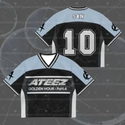 2026 Summer Men's Women's Short Sleeve Casual V-Neck T-Shirt Tops Tee ATEEZ Mini Album G-Golden Hour Part 4 Mesh Jersey
