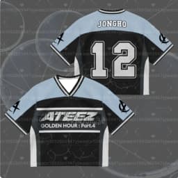 2026 Summer Men's Women's Short Sleeve Casual V-Neck T-Shirt Tops Tee ATEEZ Mini Album G-Golden Hour Part 4 Mesh Jersey