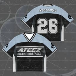 2026 Summer Men's Women's Short Sleeve Casual V-Neck T-Shirt Tops Tee ATEEZ Mini Album G-Golden Hour Part 4 Mesh Jersey