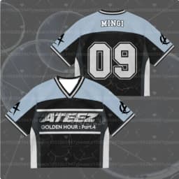 2026 Summer Men's Women's Short Sleeve Casual V-Neck T-Shirt Tops Tee ATEEZ Mini Album G-Golden Hour Part 4 Mesh Jersey