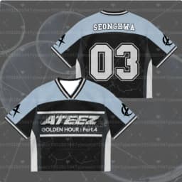 2026 Summer Men's Women's Short Sleeve Casual V-Neck T-Shirt Tops Tee ATEEZ Mini Album G-Golden Hour Part 4 Mesh Jersey