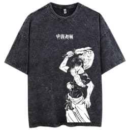 2026 Fushiguro Toji Anime Jujutsu Kaisen Printed T-shirt Men's and Women's Washed T-shirt High Quality Vintage Cotton T-shirt