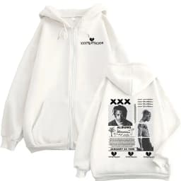 Rapper XXXTentacion Tour 2026 Zip Up Hoodie Men's Hip Hop Loose Clothing Pullover Sweatshirt Vintage Long Sleeve Jacket Hoodies