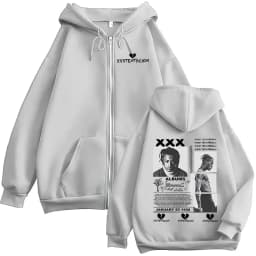 Rapper XXXTentacion Tour 2026 Zip Up Hoodie Men's Hip Hop Loose Clothing Pullover Sweatshirt Vintage Long Sleeve Jacket Hoodies