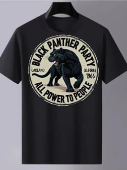 Men'S Short Sleeve T-Shirt Graphic Printed with Black Panther Party Retro EmblemPure Cotton SS26