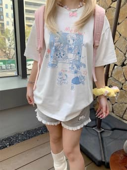 2026 Women Summer Japanese Cat Embroidery Elastic Waist Short Pants Y2k Aesthetic Casual Trousers Lace Patchwork Wide Leg Shorts
