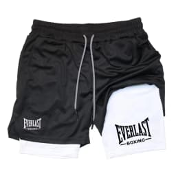 Men's 2 in 1 Compression Gym Shorts EVERLAST Print Quick Dry Athletic Fitness Basketball Workout Shorts ZY00116