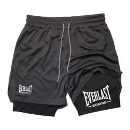 Men's 2 in 1 Compression Gym Shorts EVERLAST Print Quick Dry Athletic Fitness Basketball Workout Shorts ZY00116