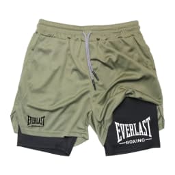Men's 2 in 1 Compression Gym Shorts EVERLAST Print Quick Dry Athletic Fitness Basketball Workout Shorts ZY00116