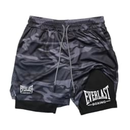 Men's 2 in 1 Compression Gym Shorts EVERLAST Print Quick Dry Athletic Fitness Basketball Workout Shorts ZY00116