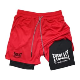 Men's 2 in 1 Compression Gym Shorts EVERLAST Print Quick Dry Athletic Fitness Basketball Workout Shorts ZY00116