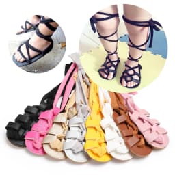 0-18M Baby Girl Summer Gladiator Sandals With Lace Up High Top Soft Rubber Sole First Pair Of Walking Children's Shoes
