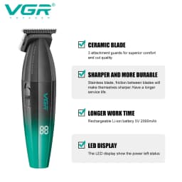 VGR Hair Trimmer Professional Electric Shaver Cordless Barber Clippers Hair Cut Machine Metal Trimmer for Men V-003 V-906 V-308