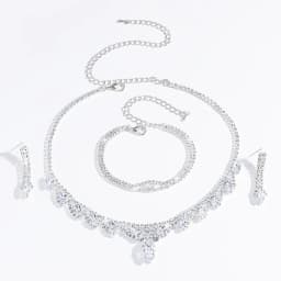 Zircon Waterdrop Necklace Earrings Set - Elegant Jewelry Set of Flower Designs Memorial Day gift