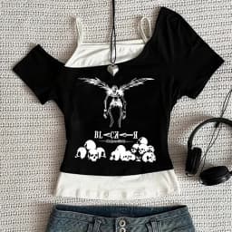 Death Note crop top female graphic goth party korean fashion anime t-shirt harajuku party gothic jojifuku