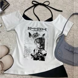 Death Note crop top female graphic goth party korean fashion anime t-shirt harajuku party gothic jojifuku