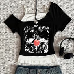 Death Note crop top female graphic goth party korean fashion anime t-shirt harajuku party gothic jojifuku