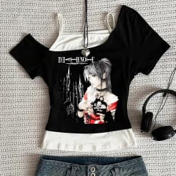 Death Note crop top female graphic goth party korean fashion anime t-shirt harajuku party gothic jojifuku