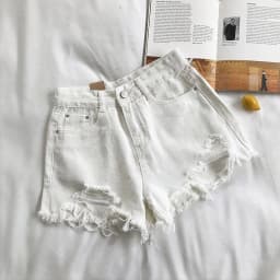Korean Fashion Cowboy Shorts Women's Summer Casual High Waist Blue Denim Shorts Pocket Tassel Perforated Pants Y2K Female Jeans