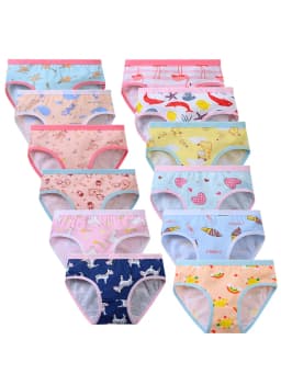 12pcs Girls Underwear Panties Cotton Children's Triangle Underpants Girl Short Briefs Cartoon Print Children's Underwear