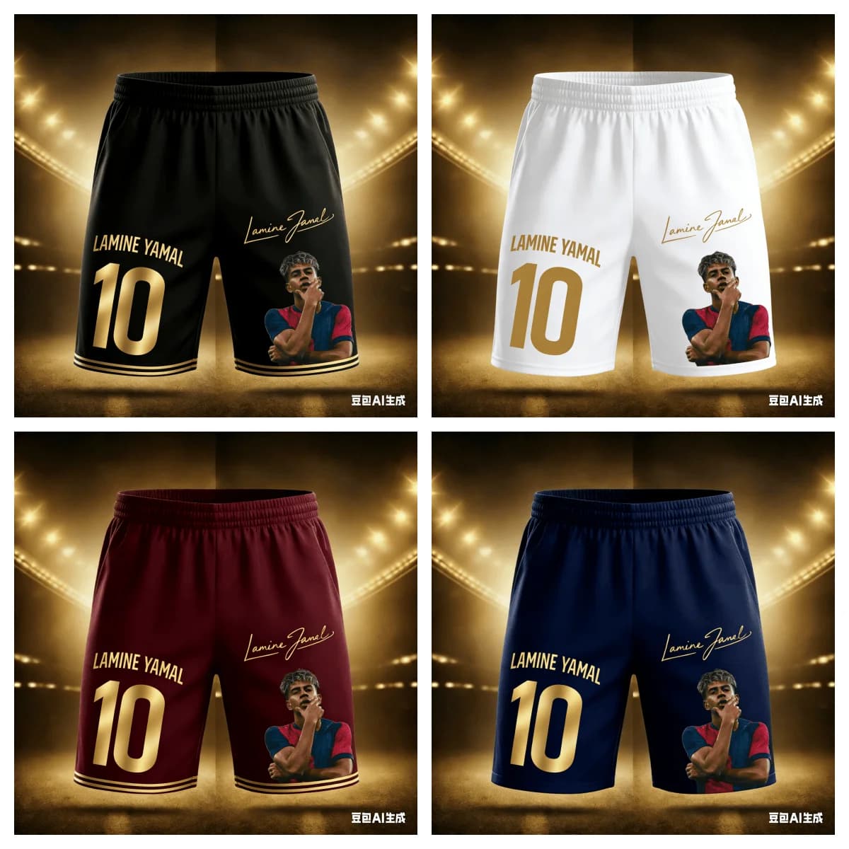 #Yamal No.10 # Football Fan Commemorative 3D Quick Drying Sports Comfortable Summer Shorts for Men and Women Adult/Children