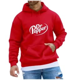 2026 Autumn Warm Dr Pepper Letter Printed Hoodies Street Men Fashion Fleece Sweatshirts Casual Unisex Pullover Tops Fashion Tre