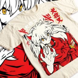 Adult Size "Inuyasha" T-shirt, Cartoon Style Short-sleeved Version, High-quality and Comfortable, Versatile for All Occasions
