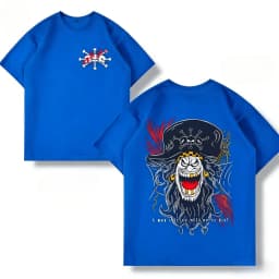 Anime One Piece Blackbeard T-Shirt Men Cool Sketch Graffiti Print Short Sleeve Casual Streetwear Tops