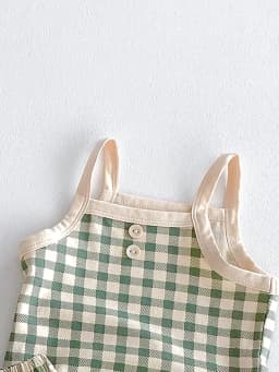 INS Summer Baby Halter Set for Boys and Girls - Checkered Cool T-Shirt + Short Pants for Casual Home Wear