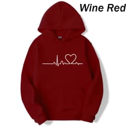 New Women's 2026 Casual Hoodie Autumn/winter Heartbeat Print Men's Loose Hoodie Couple Sweatshirt Women's Hoodie Top Streetwear