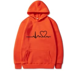 New Women's 2026 Casual Hoodie Autumn/winter Heartbeat Print Men's Loose Hoodie Couple Sweatshirt Women's Hoodie Top Streetwear