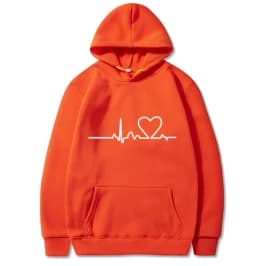 New Women's 2026 Casual Hoodie Autumn/winter Heartbeat Print Men's Loose Hoodie Couple Sweatshirt Women's Hoodie Top Streetwear