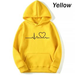 New Women's 2026 Casual Hoodie Autumn/winter Heartbeat Print Men's Loose Hoodie Couple Sweatshirt Women's Hoodie Top Streetwear