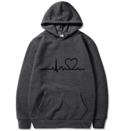New Women's 2026 Casual Hoodie Autumn/winter Heartbeat Print Men's Loose Hoodie Couple Sweatshirt Women's Hoodie Top Streetwear