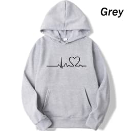 New Women's 2026 Casual Hoodie Autumn/winter Heartbeat Print Men's Loose Hoodie Couple Sweatshirt Women's Hoodie Top Streetwear