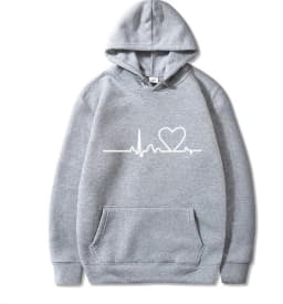 New Women's 2026 Casual Hoodie Autumn/winter Heartbeat Print Men's Loose Hoodie Couple Sweatshirt Women's Hoodie Top Streetwear