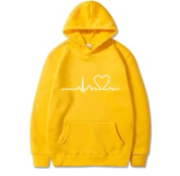 New Women's 2026 Casual Hoodie Autumn/winter Heartbeat Print Men's Loose Hoodie Couple Sweatshirt Women's Hoodie Top Streetwear