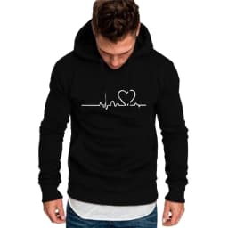 New Women's 2026 Casual Hoodie Autumn/winter Heartbeat Print Men's Loose Hoodie Couple Sweatshirt Women's Hoodie Top Streetwear