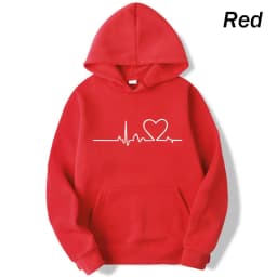 New Women's 2026 Casual Hoodie Autumn/winter Heartbeat Print Men's Loose Hoodie Couple Sweatshirt Women's Hoodie Top Streetwear