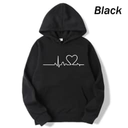 New Women's 2026 Casual Hoodie Autumn/winter Heartbeat Print Men's Loose Hoodie Couple Sweatshirt Women's Hoodie Top Streetwear