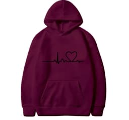 New Women's 2026 Casual Hoodie Autumn/winter Heartbeat Print Men's Loose Hoodie Couple Sweatshirt Women's Hoodie Top Streetwear