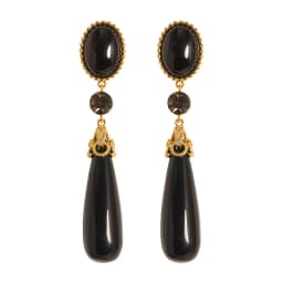 Retro style palace style long large water drop resin drop earrings light luxury high-end face slimming tassel commuter earrings