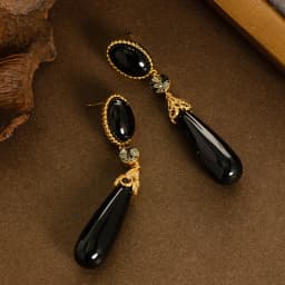 Retro style palace style long large water drop resin drop earrings light luxury high-end face slimming tassel commuter earrings