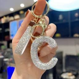 Full Rhinestone 26-Letter Keychain, Bling Car Key Ring & Sparkly Bag Charm - Perfect Small Gift