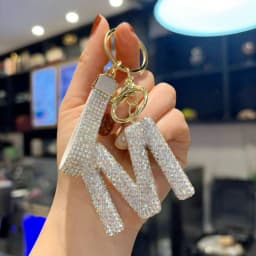 Full Rhinestone 26-Letter Keychain, Bling Car Key Ring & Sparkly Bag Charm - Perfect Small Gift