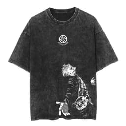 Jujutsu Kaisen Yuji Itadori & Ryomen Sukuna Split Face Printed T-shirt Men's and Women's Washed T-shirt High Quality T-shirt